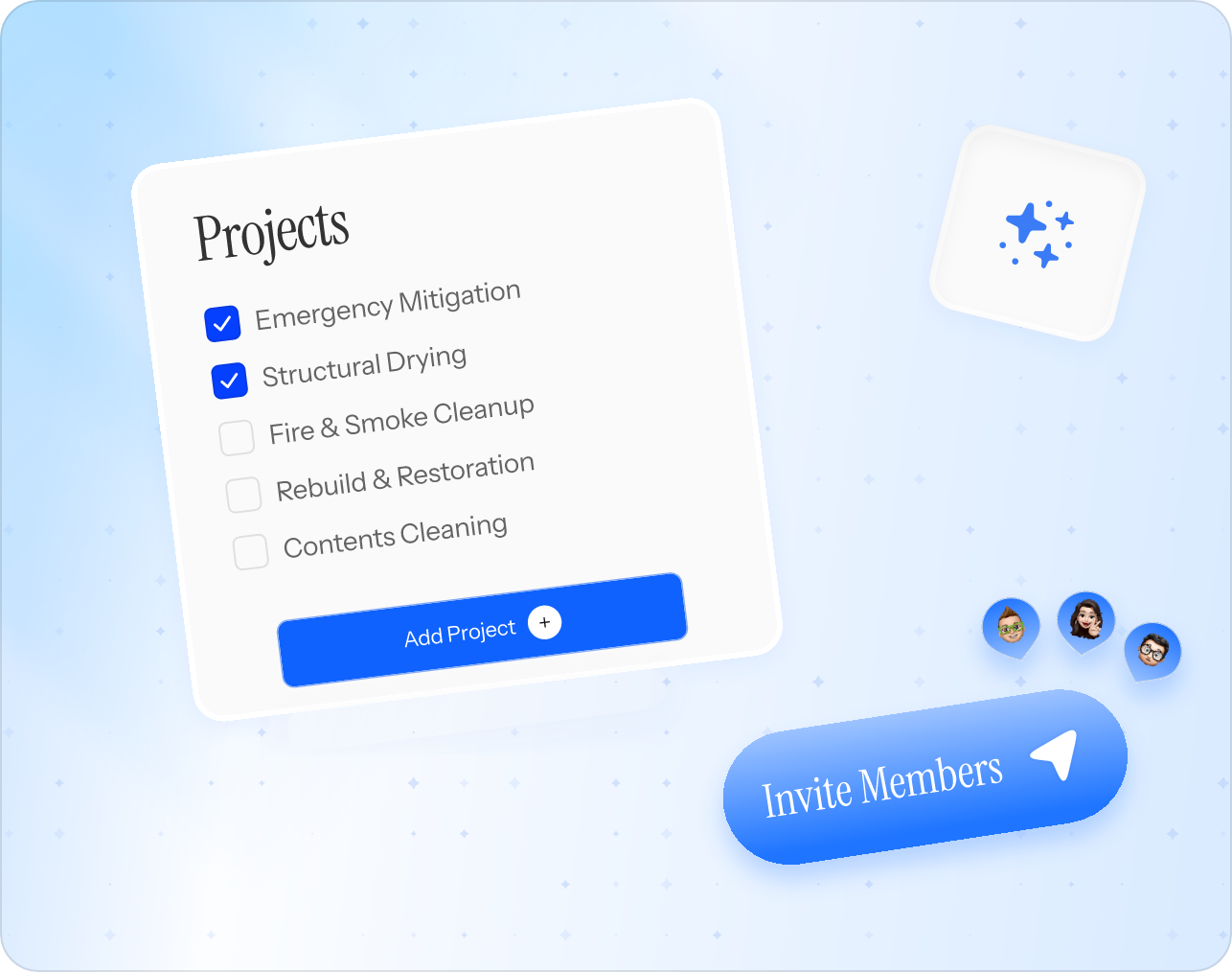 Create projects and invite team members